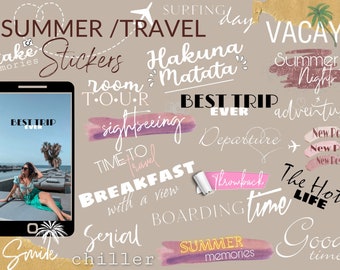 130+ Travel | Summer Instagram Story Stickers Digital Download