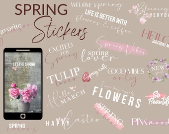 110+ SPRING Instagram Stickers | Digital Download