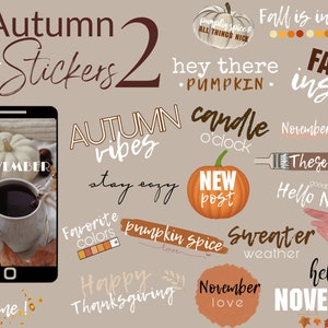 70 + Autumn Instagram Story Stickers Digital Download