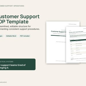 Vorlage für eine Standardarbeitsanweisung (SOP) im Kundensupport | Bearbeitbare Standardarbeitsanweisung für den Kundenservice