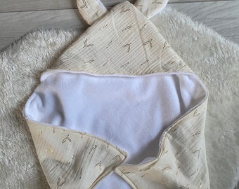 Cape de bain bébé - Tissus  gaze de coton - serviette bain bébé en tissus éponge - sortie de bain