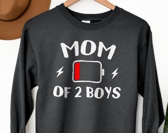 Mom of 2 Boys Sweatshirt, Funny Mothers Day Sweater, Mama Sweatshirt, Mama Sweater, Gift from Son, Women Clothing for Wife Gift from Husband