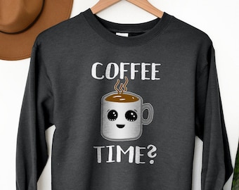 Coffee Time Sweatshirt: Soft Cotton-Blend Sweater for Coffee Lovers
