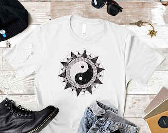 Yin Yang Mandala T-Shirt: Inspirational Boho Tee