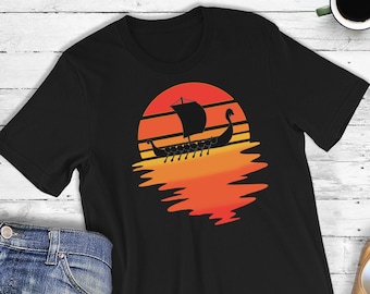 T-shirt Viking, chemise Viking, Tshirt Viking, Cool Sunset Viking Ship, Scandinavian Nordic, Norwegian Swedish Danish, Norse Viking Sunset Tee
