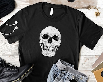 T-shirt met schedelillustratie: T-shirt met anatomische botten