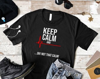 Funny Medical T-Shirt: Keep Calm ECG Design, Doctor Nurse Gift