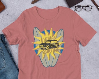 Camiseta de surf vintage: diseño retro de furgoneta surfera