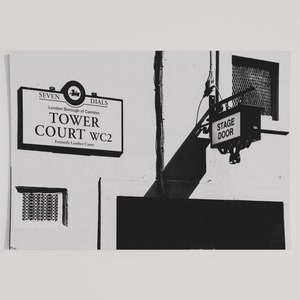 Behind the Curtain: Tower Court Shadows – Architectural Wall Art, Urban Photography Print, London, England, European black and white