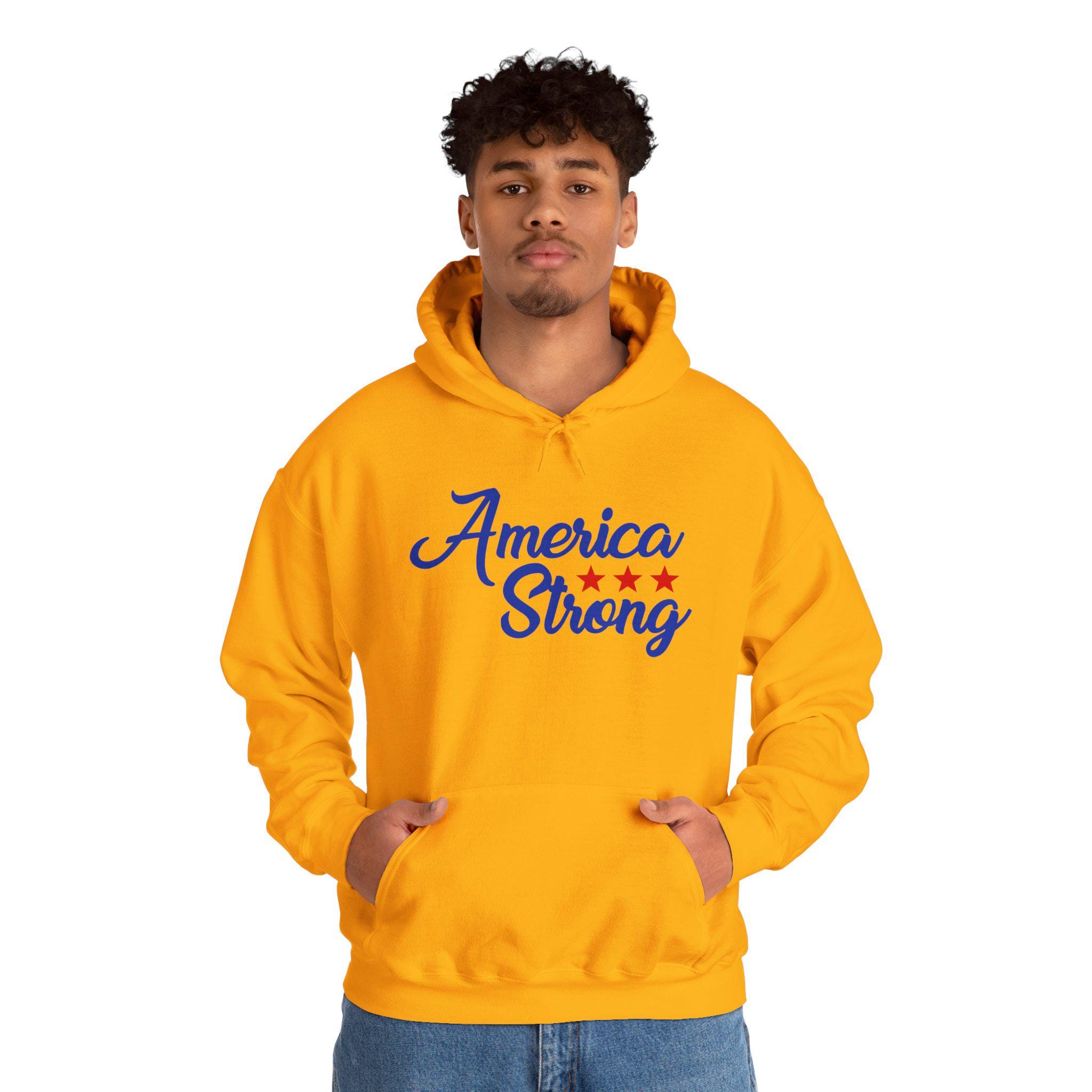 America Strong Hoodie, Unisex Sweatshirt for Patriotic Events, USA Pride, Gifts for Veterans, 4th of July Apparel