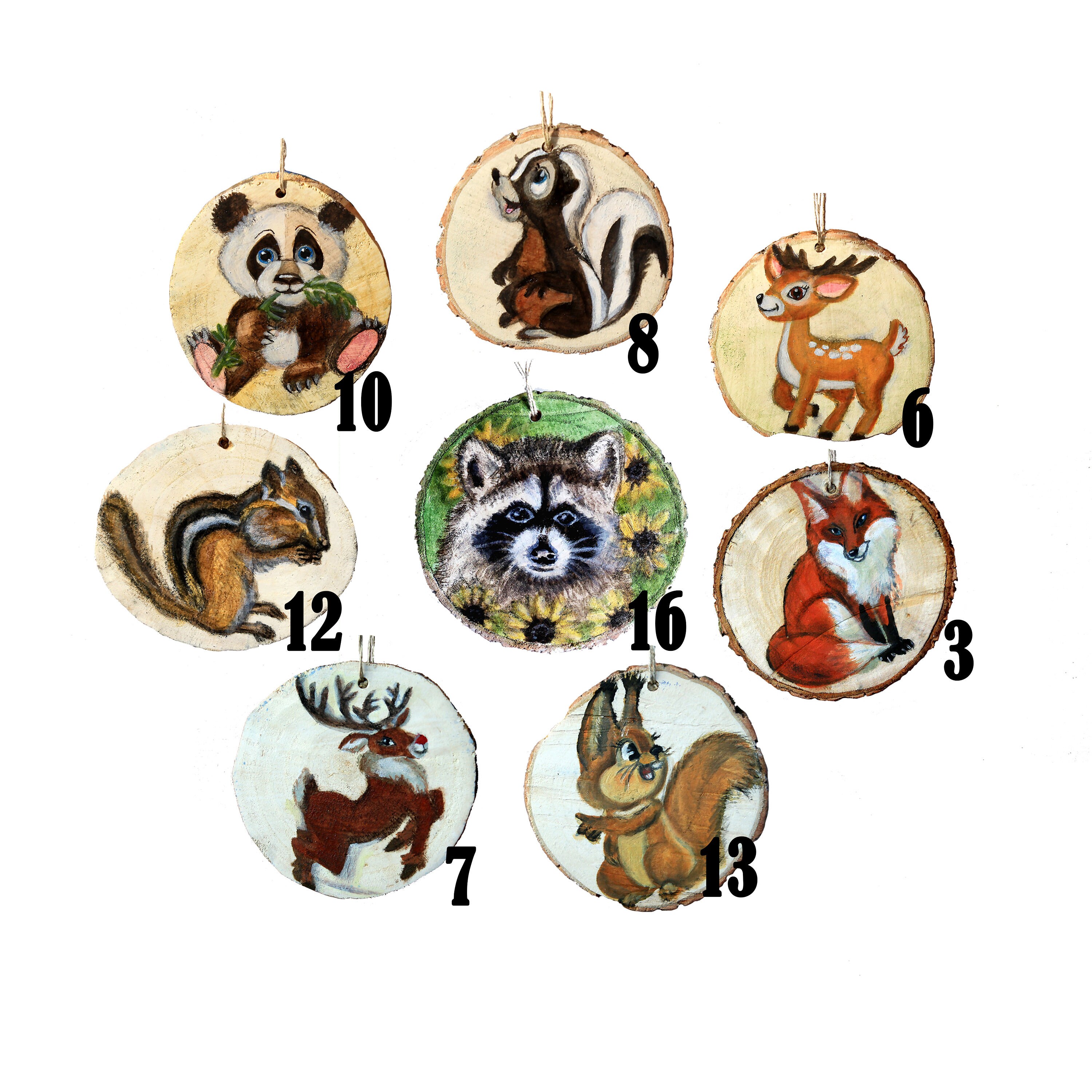 Woodland animals Christmas tree Ornaments set Hand painted Etsy