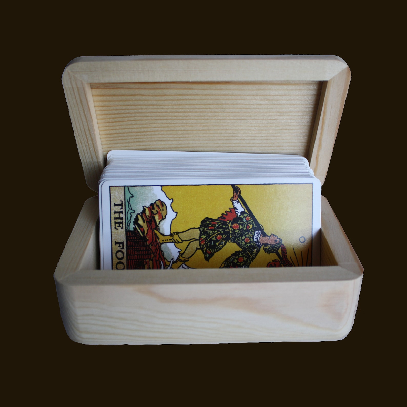 Wooden tarot box Tarot card holder stand Oracle deck love Etsy
