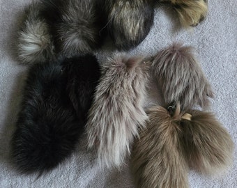 Portachiavi Con Coda Di Volpe Argentata, Vera Pelliccia Di Volpe, Lunghezza 40 Cm (16 Pollici), Unisex, Artigianale