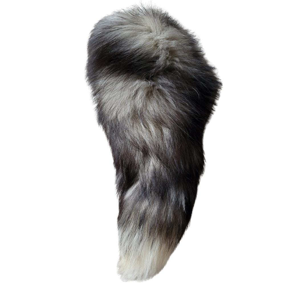 Portachiavi In Vera Pelliccia Di Volpe – Coda 40cm – Rosso/Nero – Artigianale