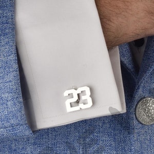 Gemelos con número personalizado, número deportivo, doble grosor chapado en oro, propuesta de padrino, regalo de boda, regalo para él, aficionado al deporte