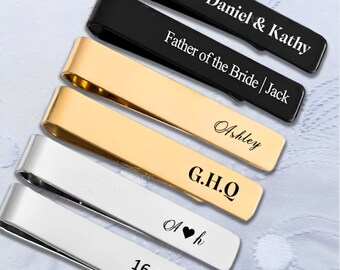 Custom Tie Clips For Groomsmen Proposal, Engraved Tie Bar, Monogram Tie Bar Stainless, Groomsmen  Tie Clip, Gift for Men, Christmas Gifts.