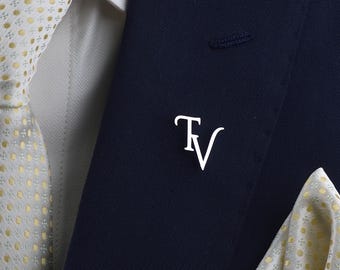 Personalized Initials custom Lapel Pin, Groomsmen Proposal Custom Brooches, Wedding Gifts, Anniversary Gifts, Christmas Gifts, Gift For Him.