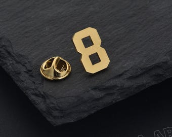 Custom Number Brooch, Gold Lapel Pin for Men, Service Anniversary Pin, Number Badge, Lapel Pin,  Birthday Gift for Him, Enamel Pins, Sports.