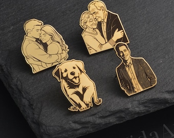 Custom Photo Brooch, Memorial Photo Pin, Gold custom pin, Enamel pins, Photo Gift, Gift For Her and Him, Valentines’s Day Gift, Logo Brooch.