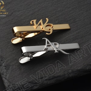 Clip de corbata personalizado - Clip de corbata de boda - Clip de corbata de Navidad - Clip de corbata con iniciales - Gemelos de regalo para hombres - Regalos para padrinos de boda - Regalos de Navidad.
