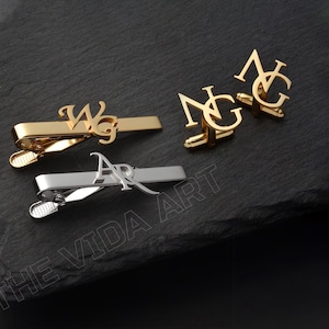 Personalized Cufflinks - Groomsmen Cufflinks - Initial Cufflink & Tie Clip - Groom Wedding Cufflinks - Groomsmen Gifts - Gift for Him -Gifts