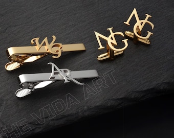 Personalized Cufflinks - Groomsmen Cufflinks - Initial Cufflink & Tie Clip - Groom Wedding Cufflinks - Groomsmen Gifts - Gift for Him -Gift
