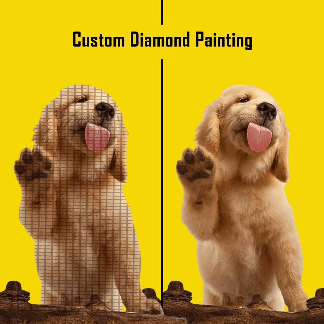 6 piezas DIY redondo diamante pintura niños perro dibujos animados peg