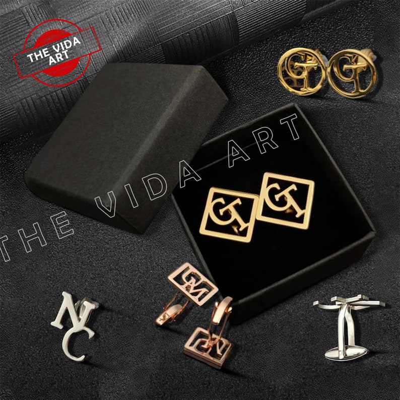 Boutons de manchette personnalisés avec vos initiales ou votre logo, proposition de garçon d'honneur, boutons de manchette mariage, cadeaux personnalisés pour garçons d'honneur, cadeau pour lui, cadeaux de Noël image 6