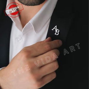 Personalisierte Initialen Revers Pin, Groomsmen Vorschlag Benutzerdefinierte Broschen, Hochzeitsgeschenke, Jubiläumsgeschenke, Weihnachtsgeschenke, Geschenk für ihn. Bild 2