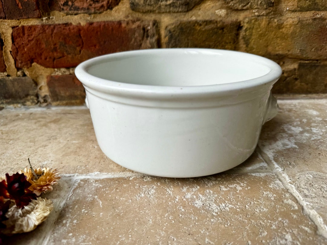 Large Antique White Ironstone French Mixing Bowl With Lion Head Handles ...