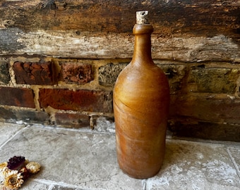 Bouteille ancienne en grès, France : vase bourgeon rustique du XIXe siècle, TARIFS AMÉRICAINS INCLUS