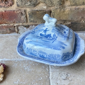 Antique Ironstone Lidded Tureen | Early 20th Century English Ironstone Willow Patterned Serving Dish