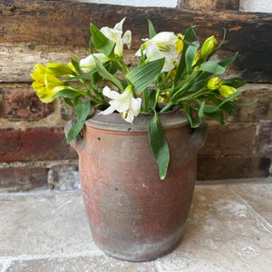 Vintage French Large Terracotta Confit Pot | Vintage Stoneware Pot | Weathered and Worn Olive & Preserves Jar | Antique Gardenalia Planter