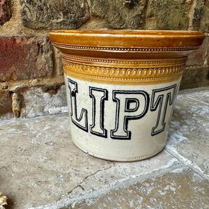 Antique Edwardian Large Butter or Dairy Crock Advertising Lipton Ltd | Stoneware Butter Pot | Scottish Port Dundas Pottery