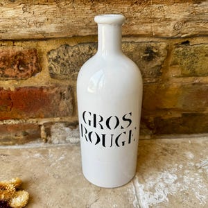 Vintage French Stoneware Bottle for Gros Rouge - Red Wine | Huge Extra Large White French Kitchen Display Jar | French Country Rustic Style