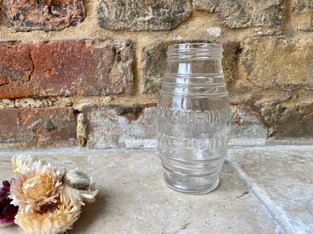 Antique Early 20th Century French Mustard Glass Bottle Moutarde