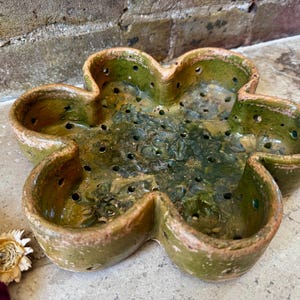 Antique French Faisselle: Rare, 19th Century, Rustic Provençal Earthenware, Decorative Antique, Cheese Mould, US TARIFFS INCL