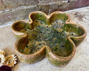 Antique French Faisselle: Rare, 19th Century, Rustic Provençal Earthenware, Decorative Antique, Cheese Mould, US TARIFFS INCL