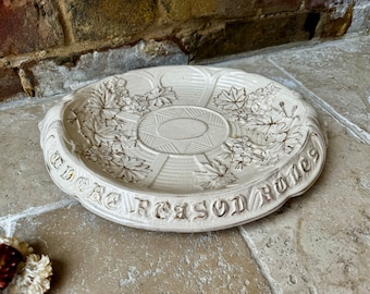 Antique Ironstone Bread Plate | Victorian Bread Platter | Rare Where Reason Rules The Appetite Obeys Motto