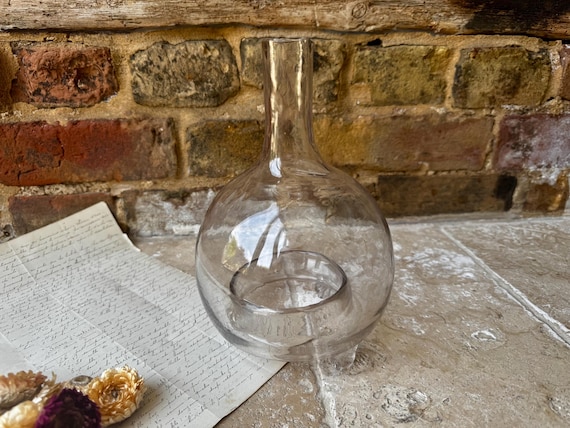 Ancien Piège à Mouches En Verre Soufflé Moscaiola, XIXe Siècle, Objet Déco Vintage