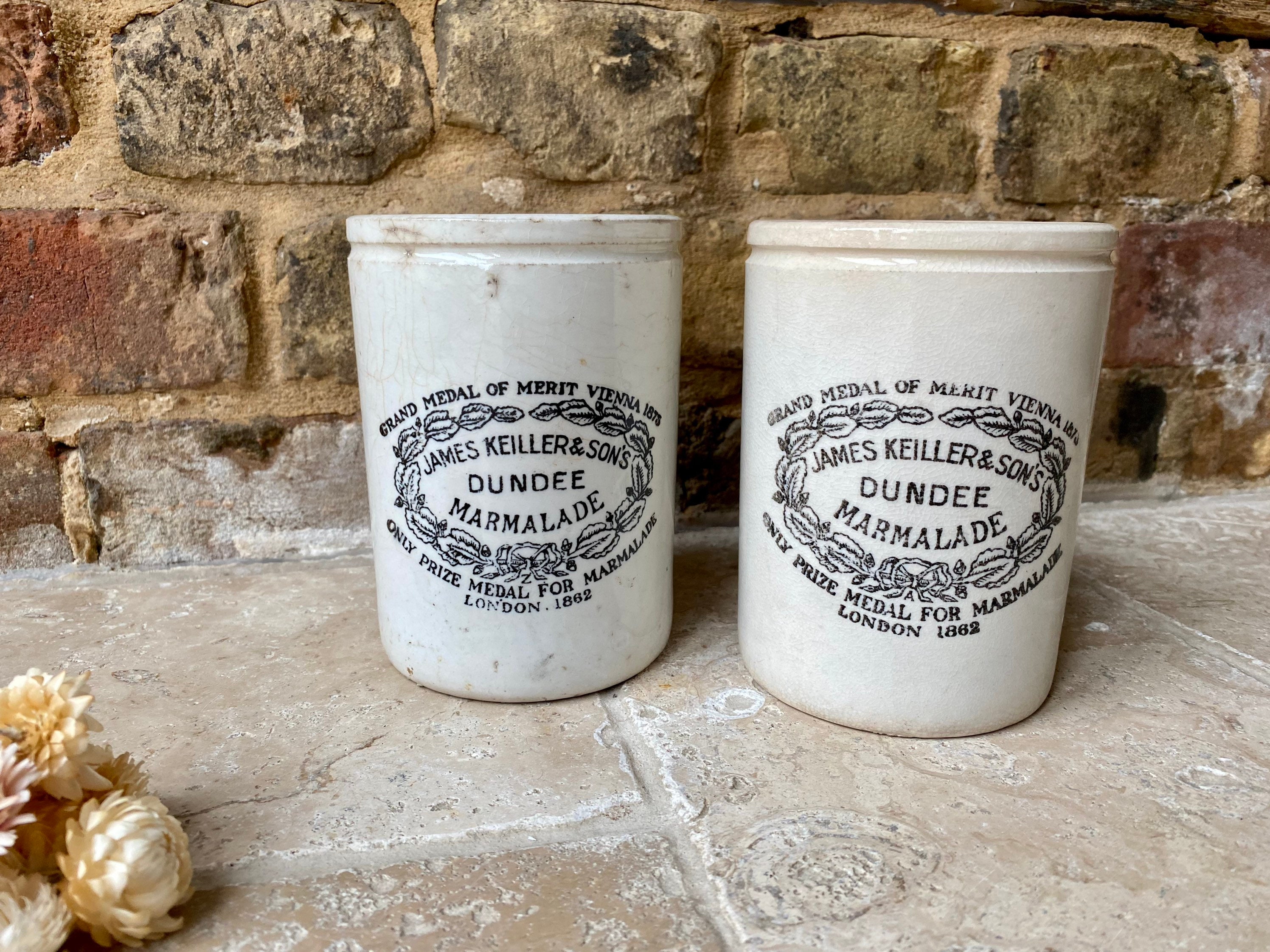 Antique James Keiller Dundee Marmalade Pot: Large Two Pound White