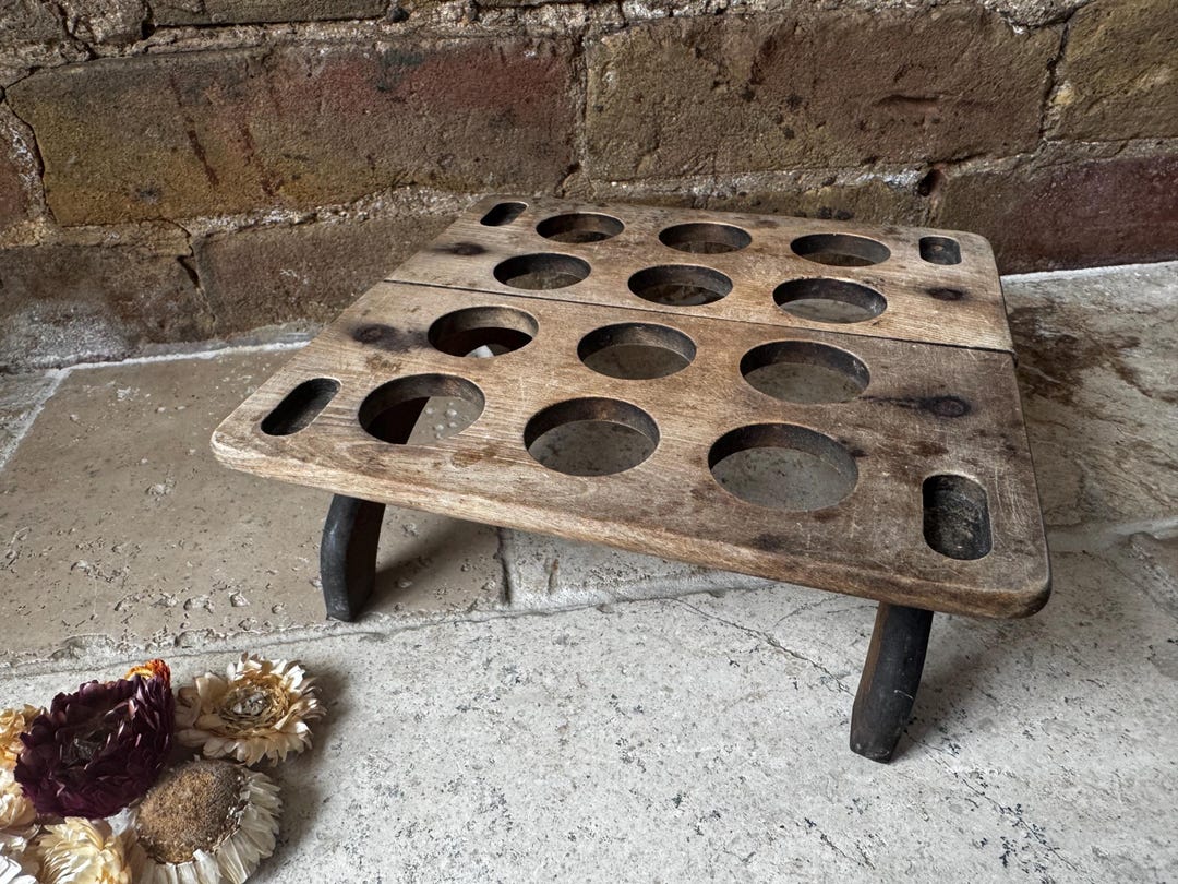 Egg Rack Rustic Edwardian Egg Rack: Antique Wooden Treen, Primitive Rustic, Egg Tray ...