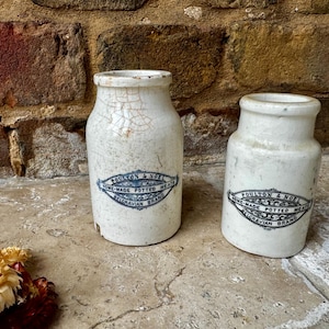 ONE x Rare Victorian Poulton & Noel’s Belgravian Potted Meat Jar | Antique White Ironstone Double Sided English Advertising Pot