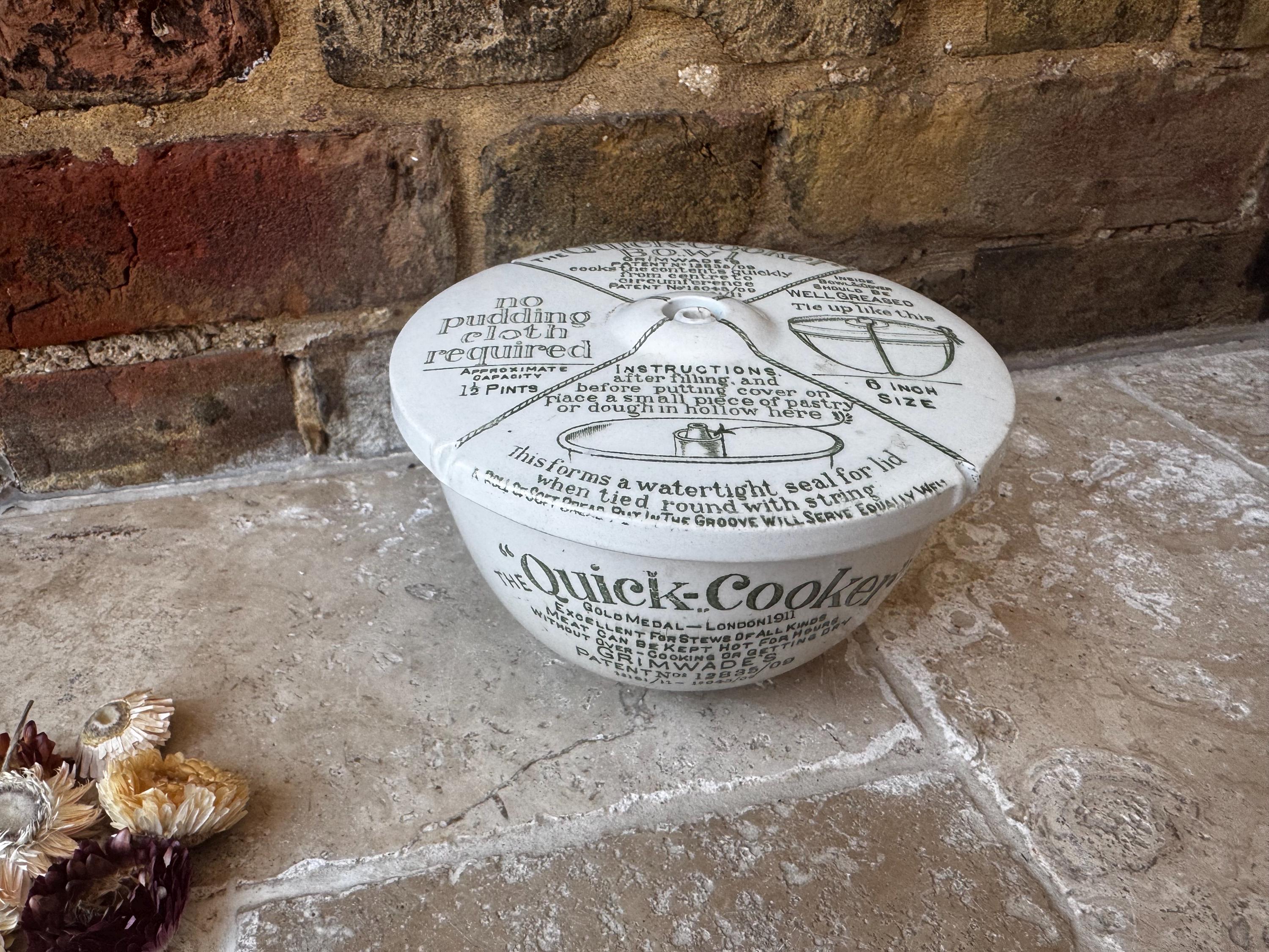 Antique Grimwades Quick Cooker Pudding Bowl: 1920s English