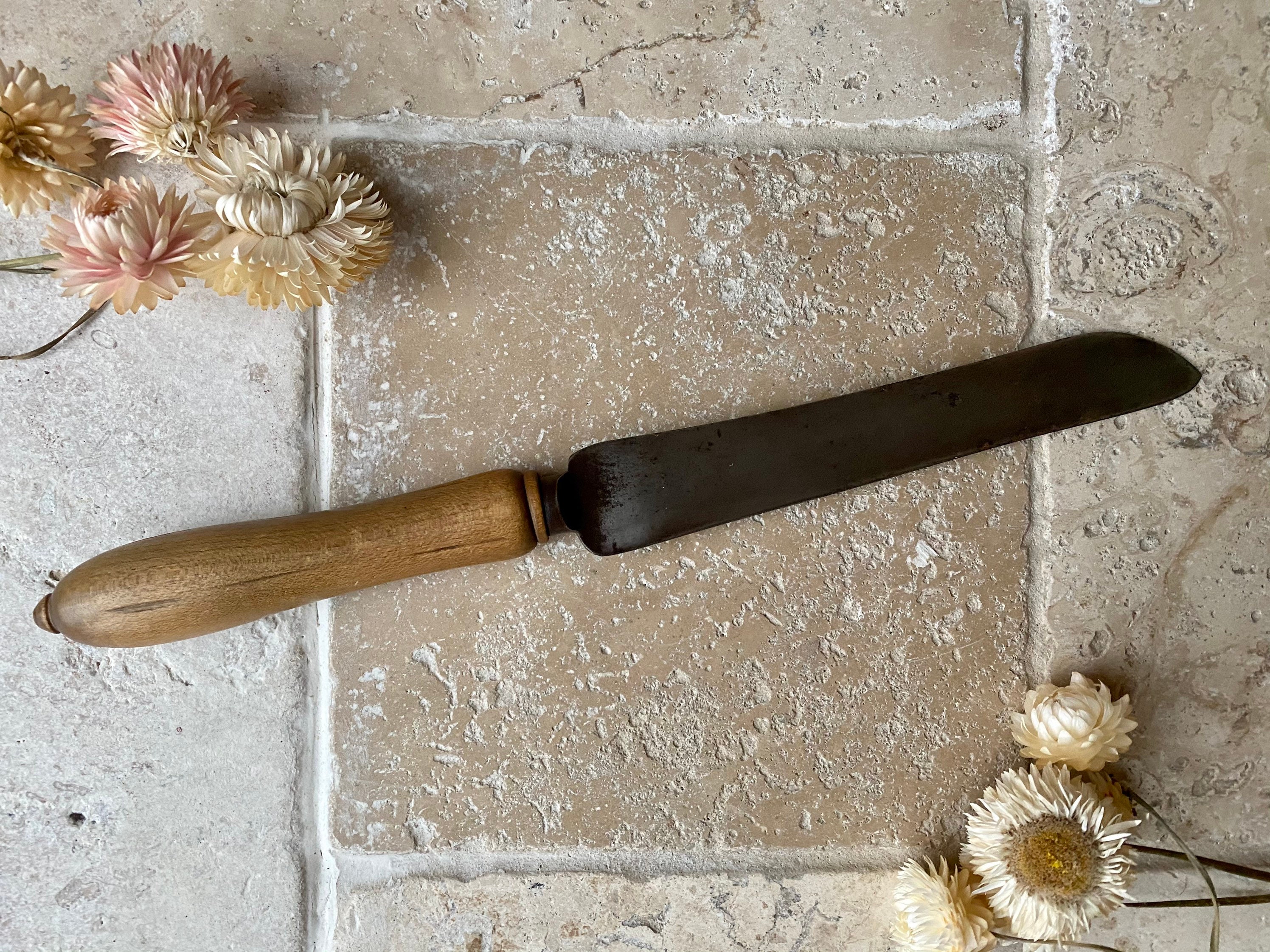 Antique Victorian Carved English Bread Knife With Steel Blade Etsy