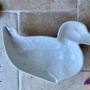 Rare Early 20th Century Antique White Ironstone Duck Jelly Mould | 1930s German Villeroy & Boch Whiteware Mold