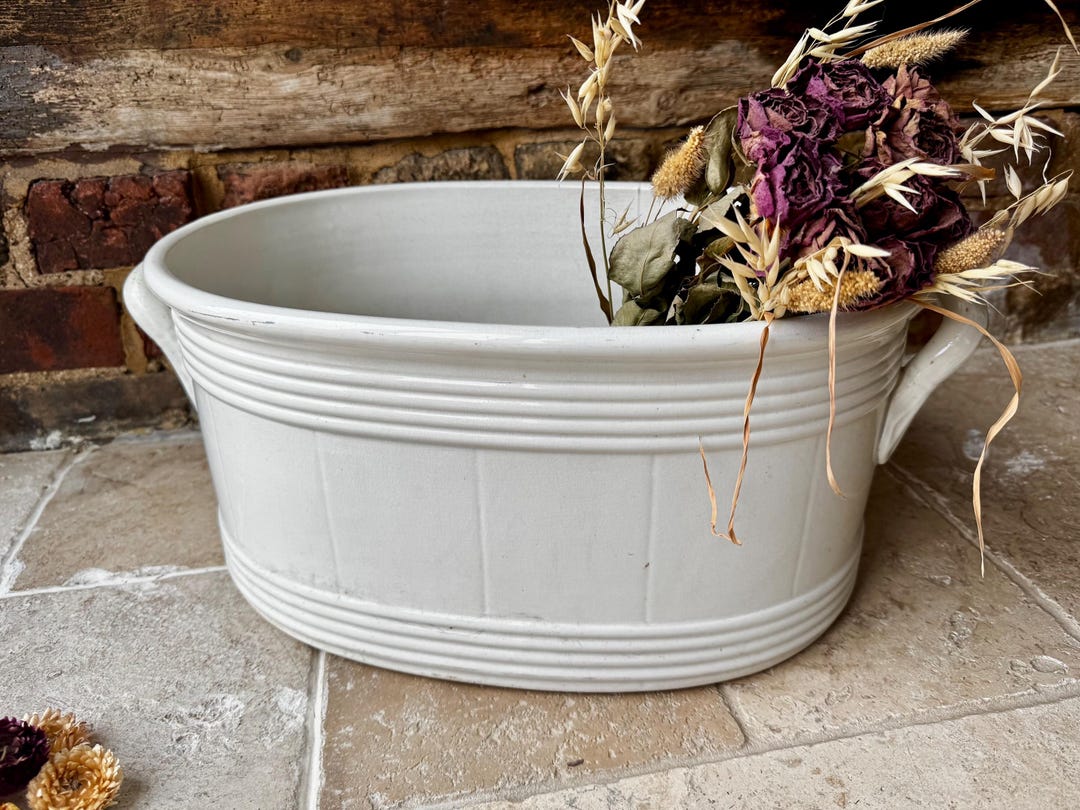 Antique White Ironstone Foot Bath 19th Century Boch Planter Etsy antique-white-ironstone-foot-bath-19th-century-boch-planter-etsy