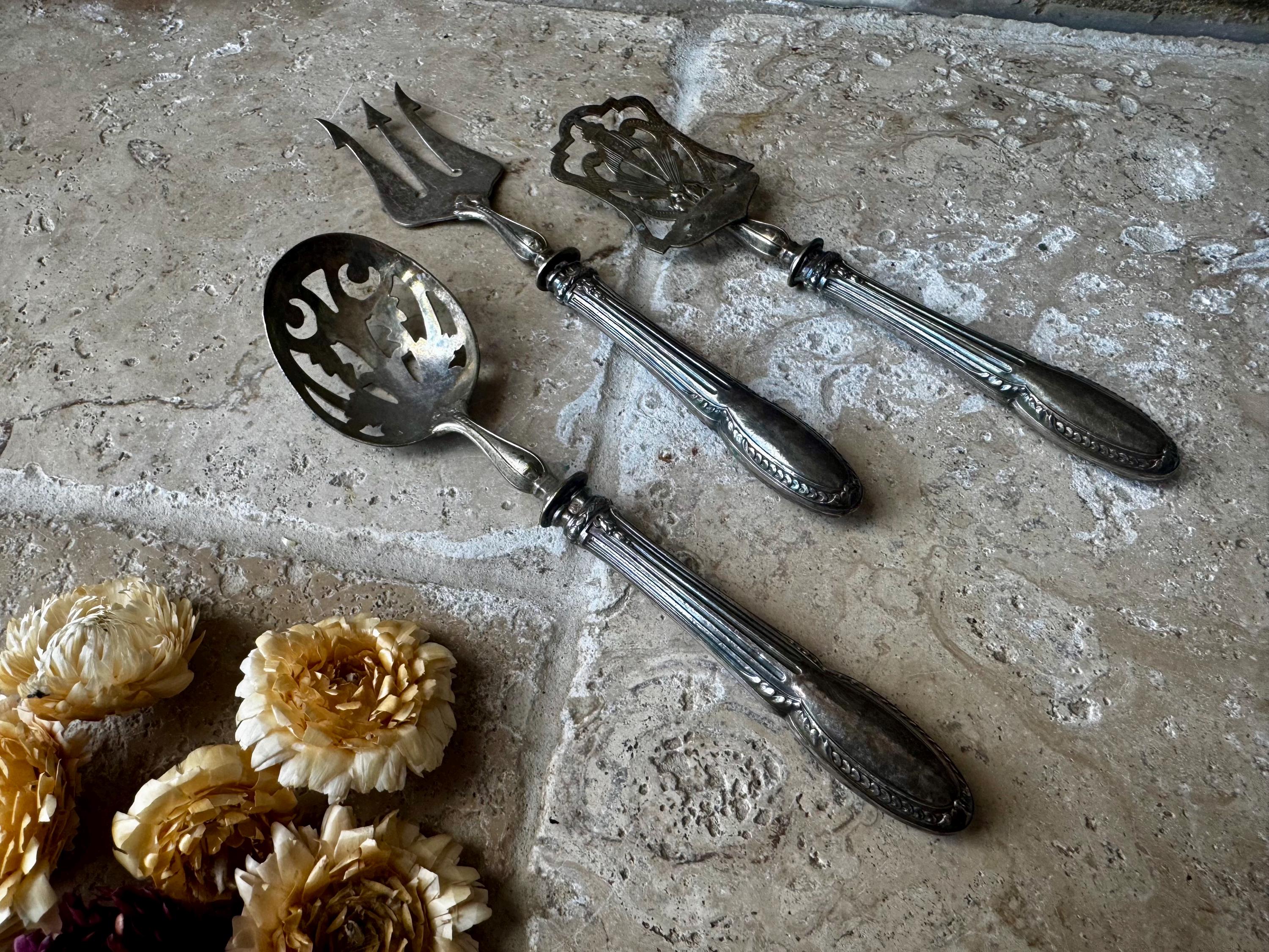 カトラリー(スプーン等) Antique French Silver Spoon & Fork Set French Spoon Fork Antique Set - Etsy