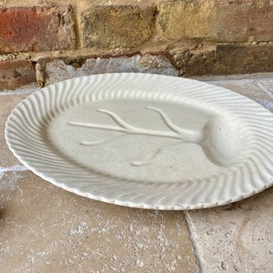 Antique Early 20th Century White Ironstone Carving Dish | Large Whiteware Carving Platter | Frencg Ironstone Plate
