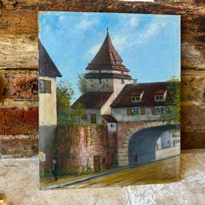 Antique Early to Mid 20th Centur French Signed Oil Painting on Board | French Street Scene | Vintage Oil Painting Signed G Wagner